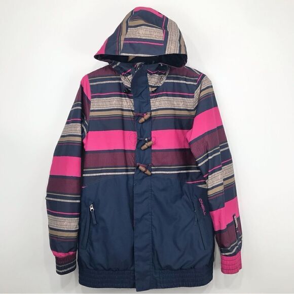 O’Neill Freedom Series Navy Blue Pink Custom Bomber Long Fit Ski Jacket - Picture 1 of 16